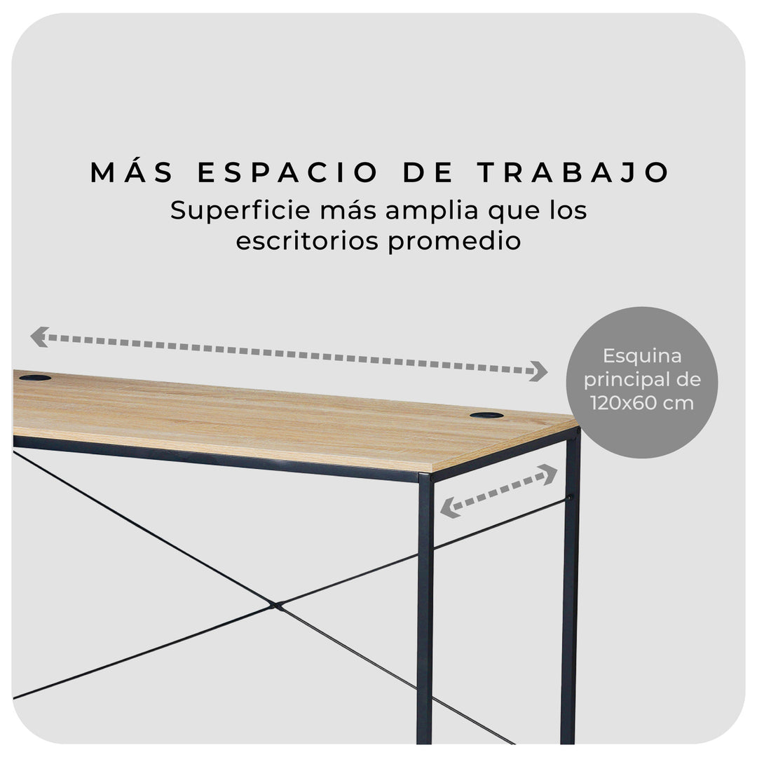 Escritorio con Forma de L Beige y Negro