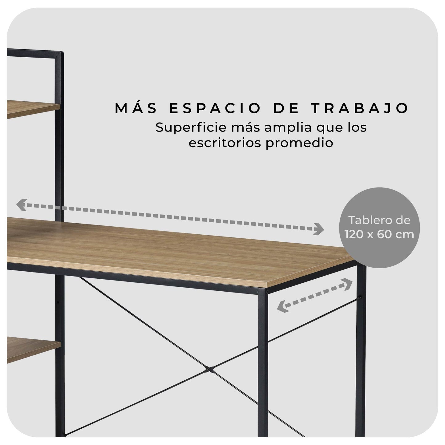 Escritorio con Estantes Negro y Beige