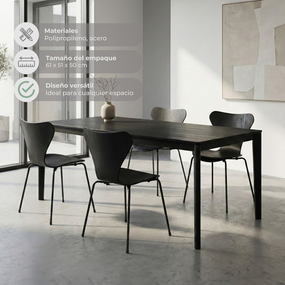 Set 4 Sillas de Comedor Bélica Negras