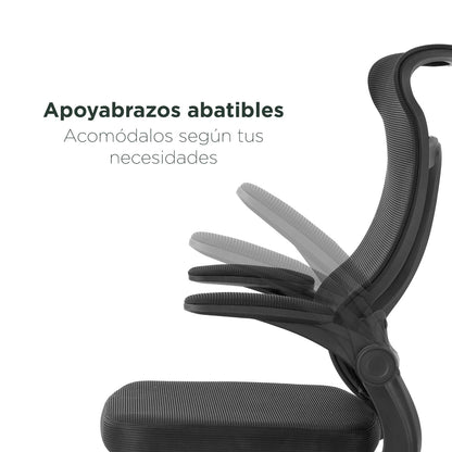 Silla Oficina Ergonómica Apoyabrazos Abatibles Negra
