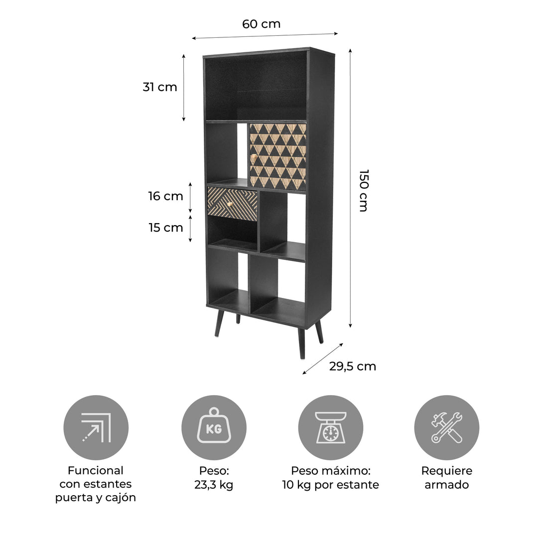 Librero Vertical Bukler Negro