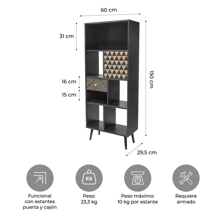Librero Vertical Bukler Negro