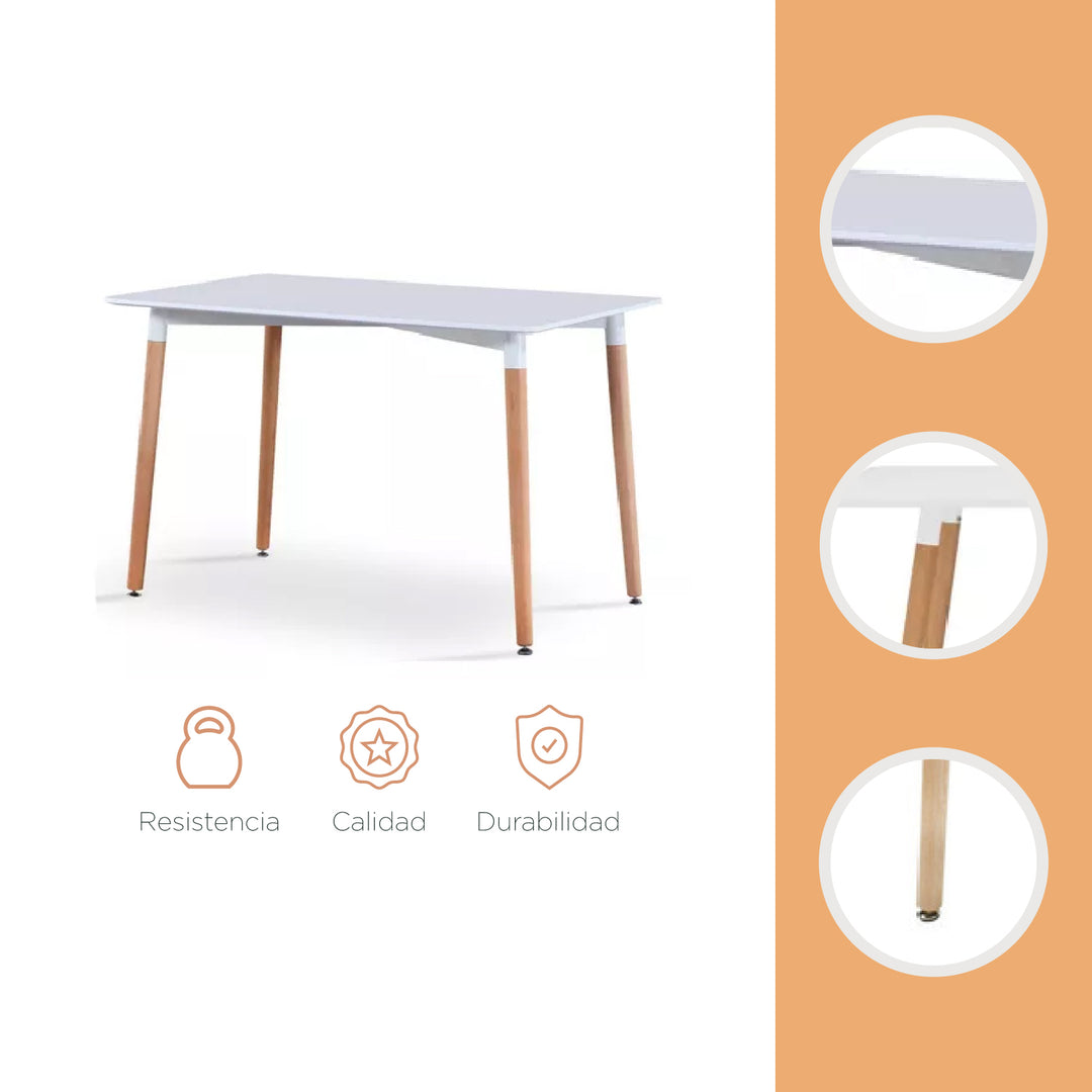 Mesa de Comedor Eames Nórdica Rectangular Blanca