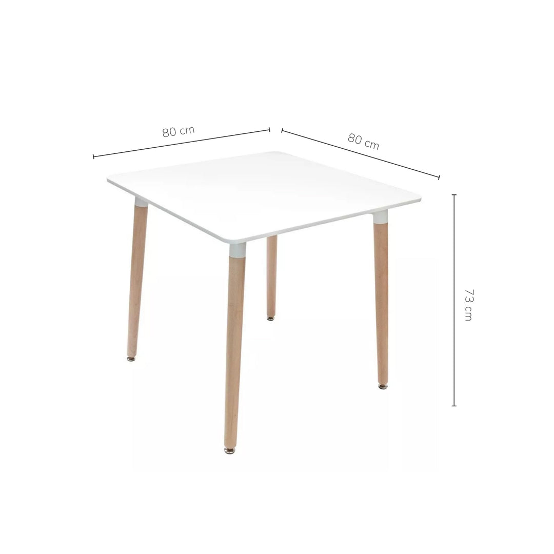 Mesa de Comedor Eames Nórdica Cuadrada Blanca