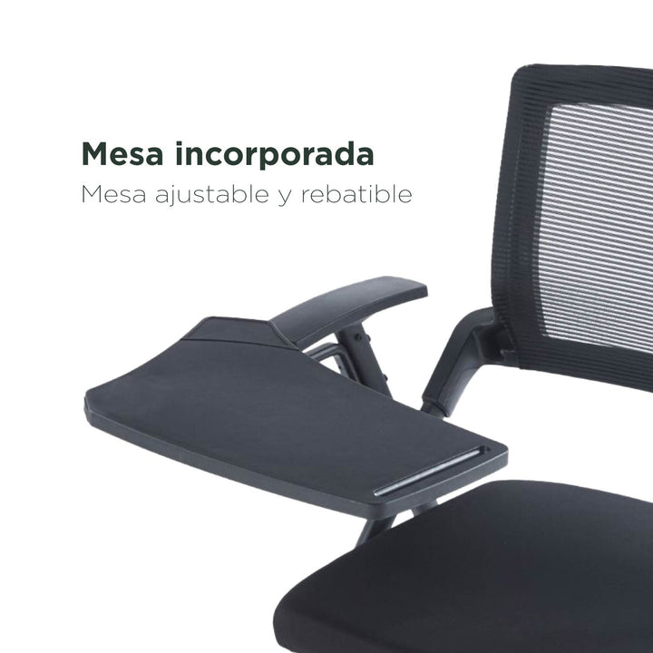 Set 3 Sillas Universitarias Con Pupitre Negras
