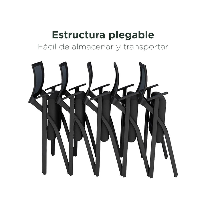 Set 3 Sillas Universitarias Con Pupitre Negras