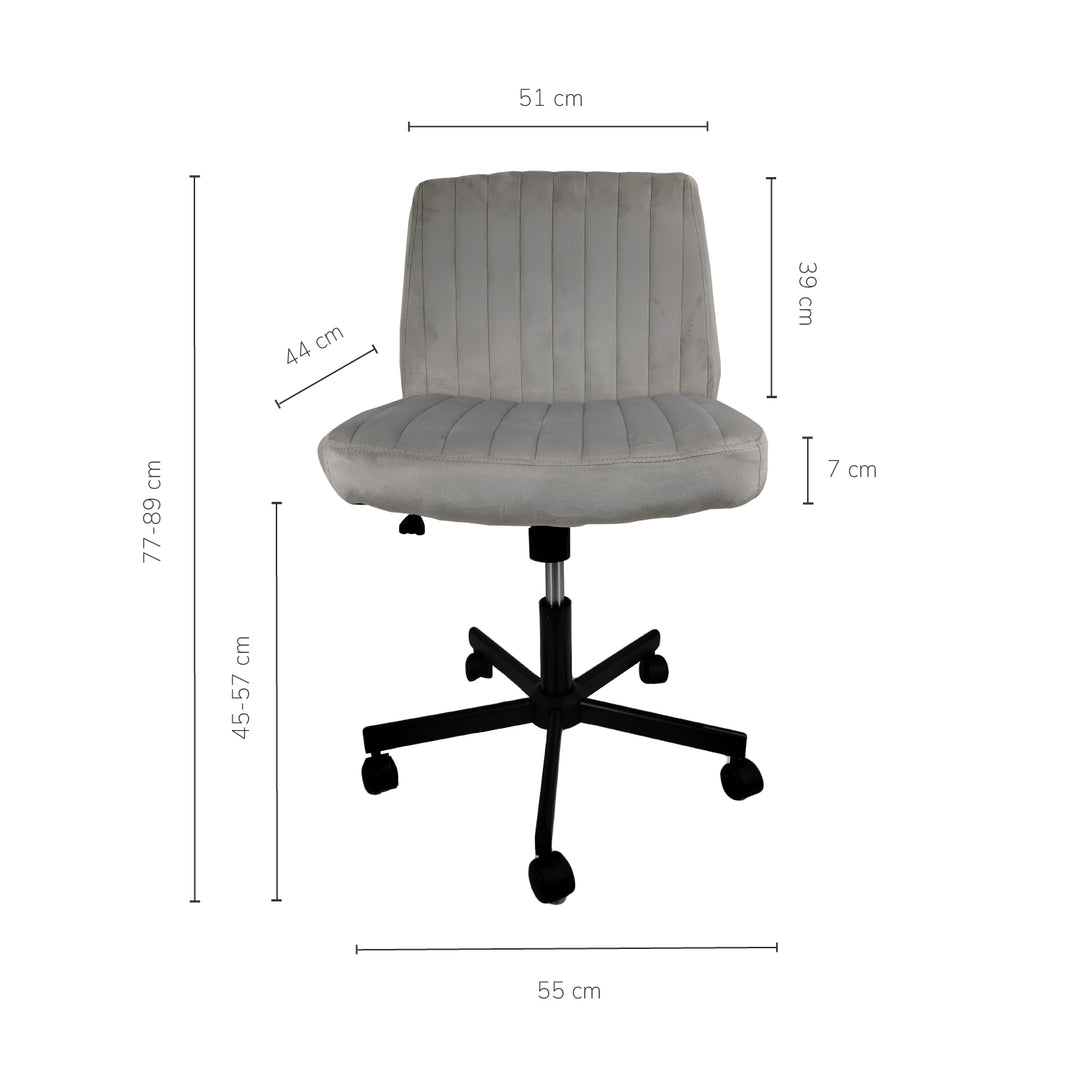 Silla de Oficina Acanalada de Terciopelo Gris Claro
