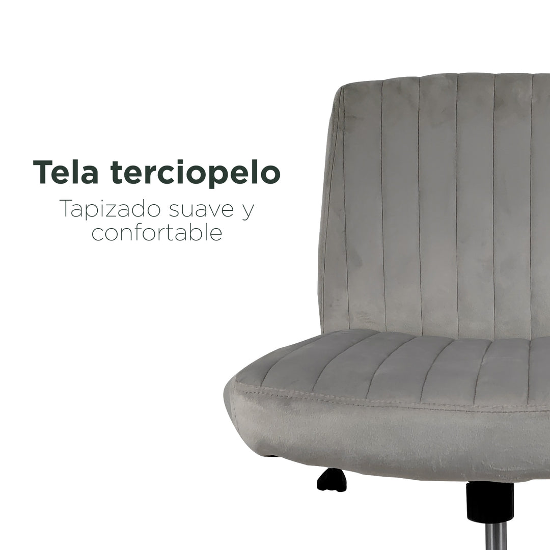Silla de Oficina Acanalada de Terciopelo Gris Claro