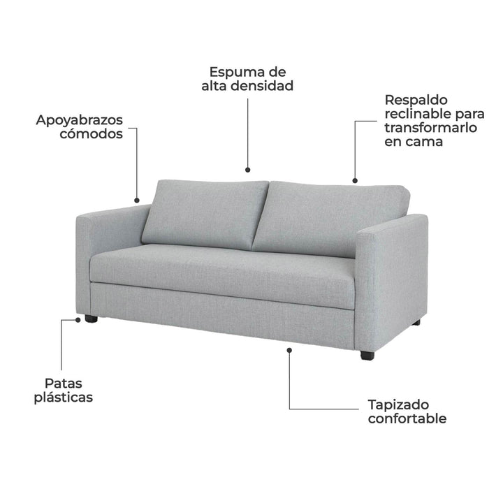 Sofá Cama Granada 3 Plazas Gris