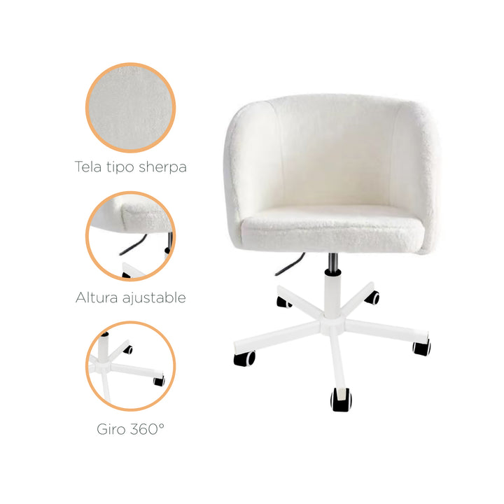 Silla de Oficina Tipo Sherpa Blanca