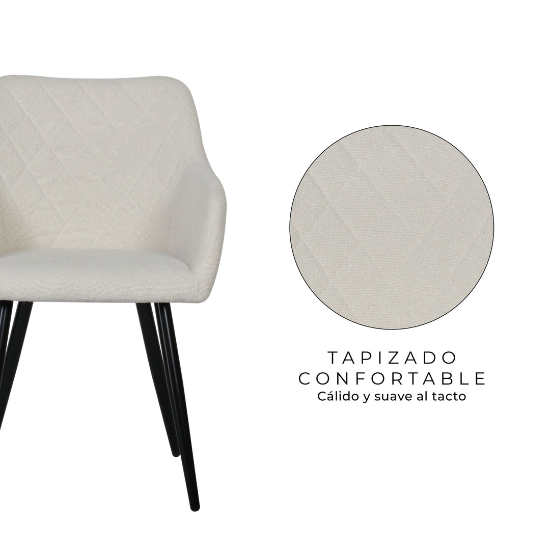 Set 2 Sillas de Comedor Tapizadas Blancas