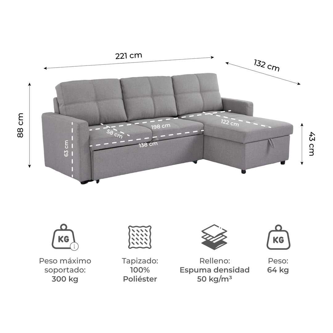 Sofá Cama 3 Plazas Lazio