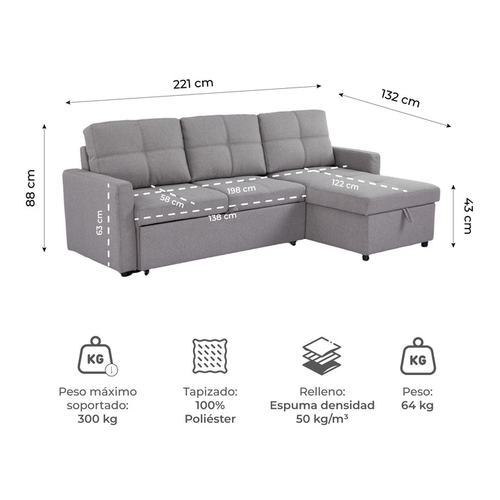 Sofá Cama 3 Plazas Lazio