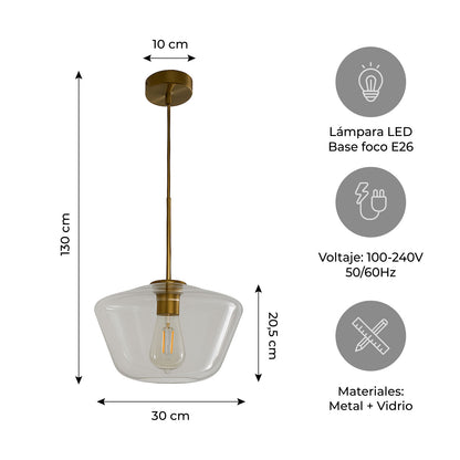 Lámpara de Techo LED Colgante Vintage Ambar