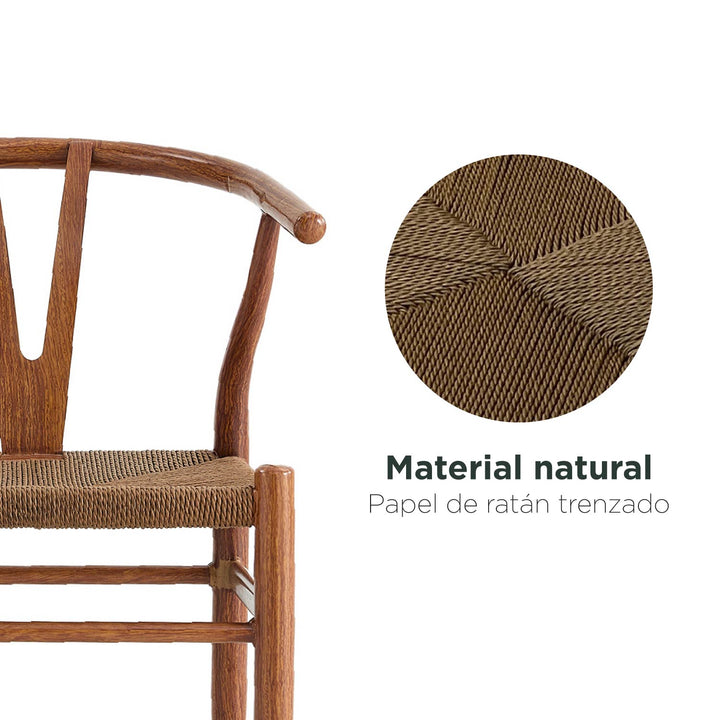 Set 2 Sillas de Comedor Estilo Wishbone Café