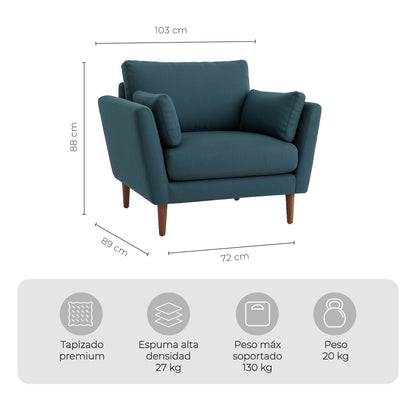 Sillón Individual Malaga Azul Marino