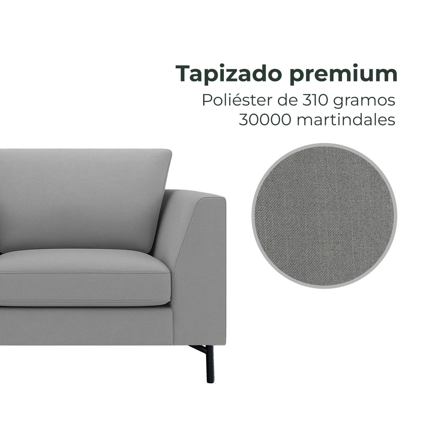 Combo Sofá Modular + Sillón Individual Murcia Gris Claro