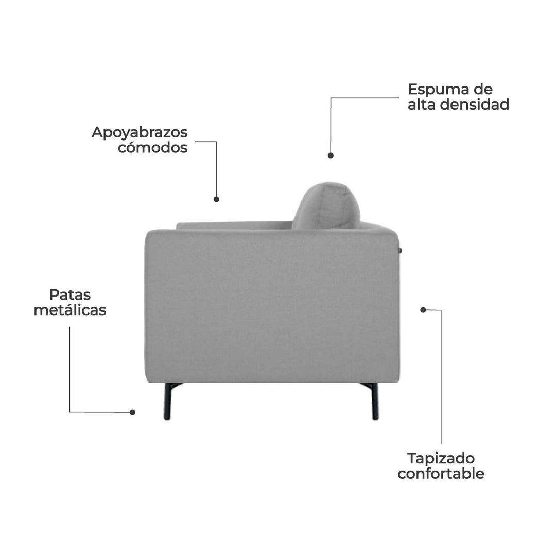 Combo Sofá Modular + Sillón Individual Murcia Gris Claro