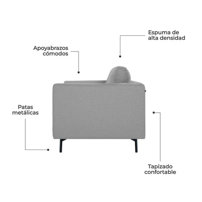 Combo Sofá Modular + Sillón Individual Murcia Gris Claro