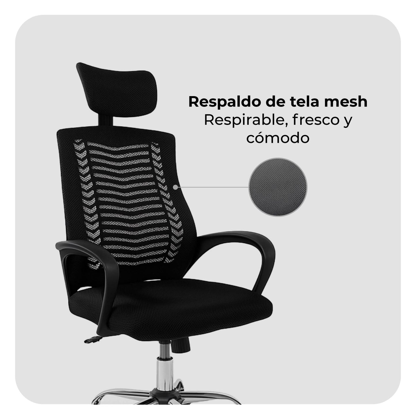 Silla de Oficina con Cabecera Ajustable Negra
