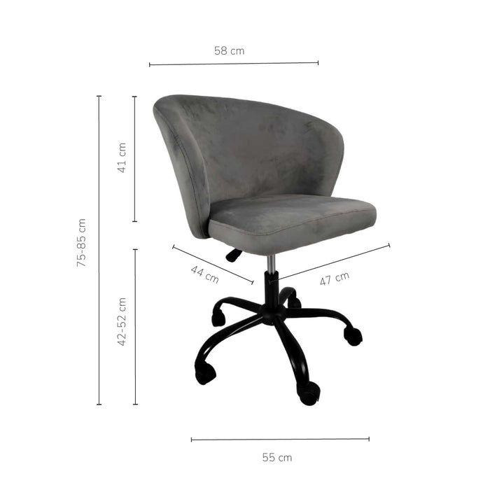 Silla de Oficina de Terciopelo Gris Oscuro
