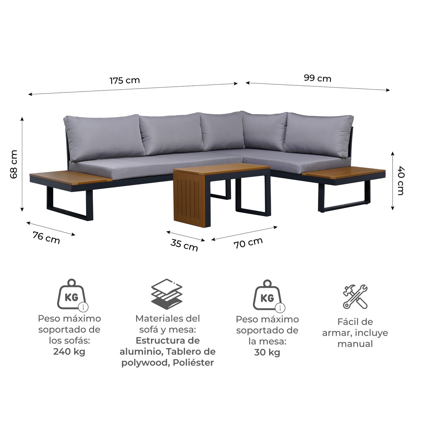 Set de Exterior Saigon Sofá + Mesa de Centro