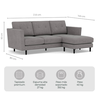 Sala Esquinero Sofá Modular Bilbao Gris