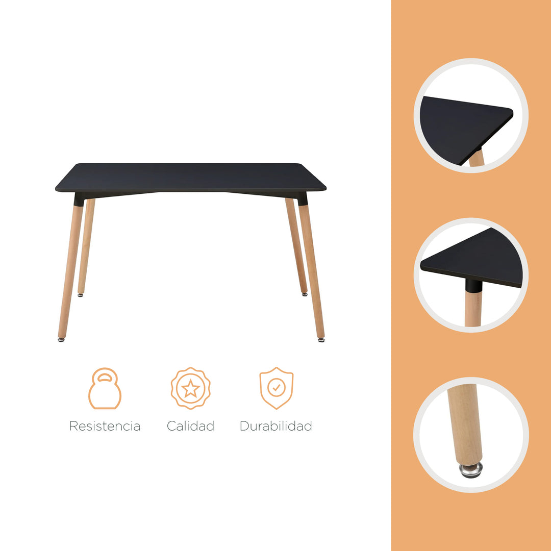 Mesa de Comedor Eames Nórdica Rectangular Negra