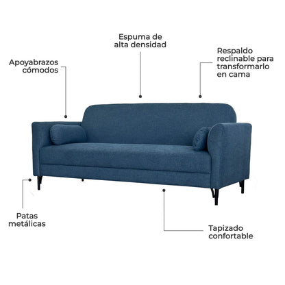 Sofá Cama Segovia 3 Plazas Azul