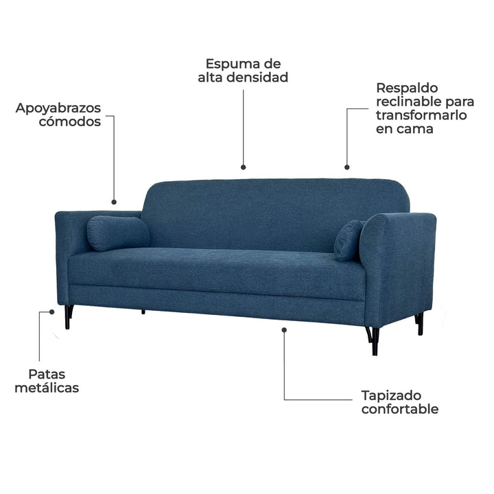 Sofá Cama Segovia 3 Plazas Azul