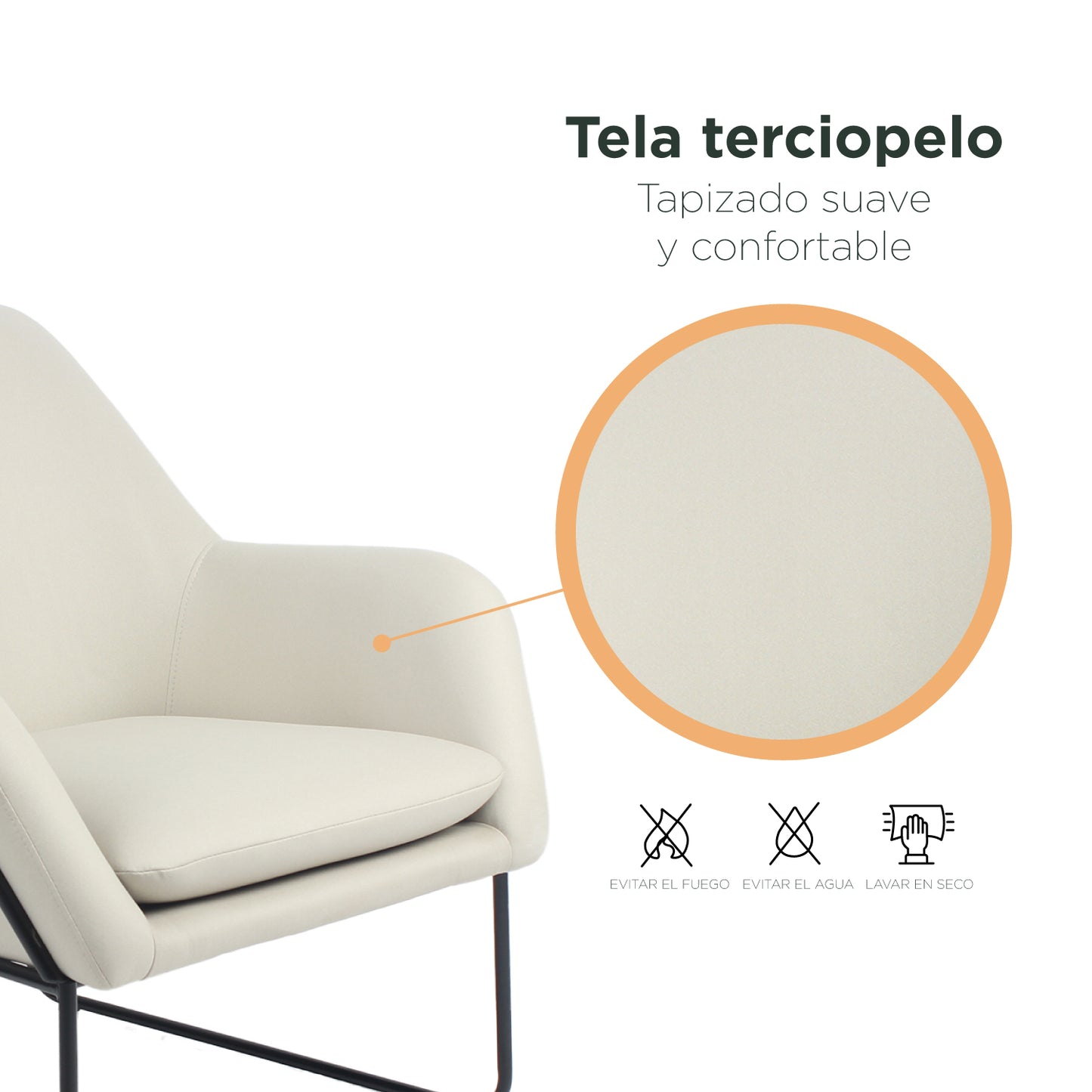 Sillón Individual con Taburete Reposapiés Terciopelo Beige