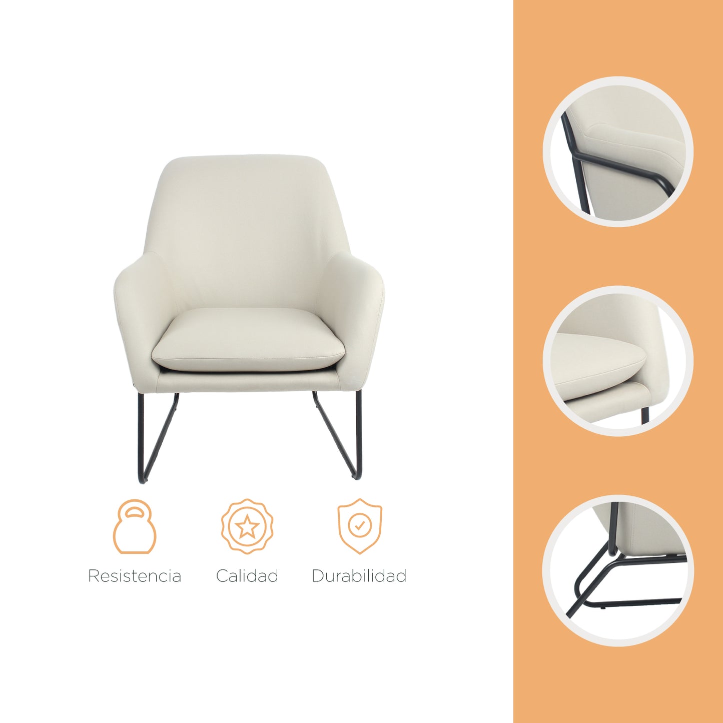 Sillón Individual con Taburete Reposapiés Terciopelo Beige