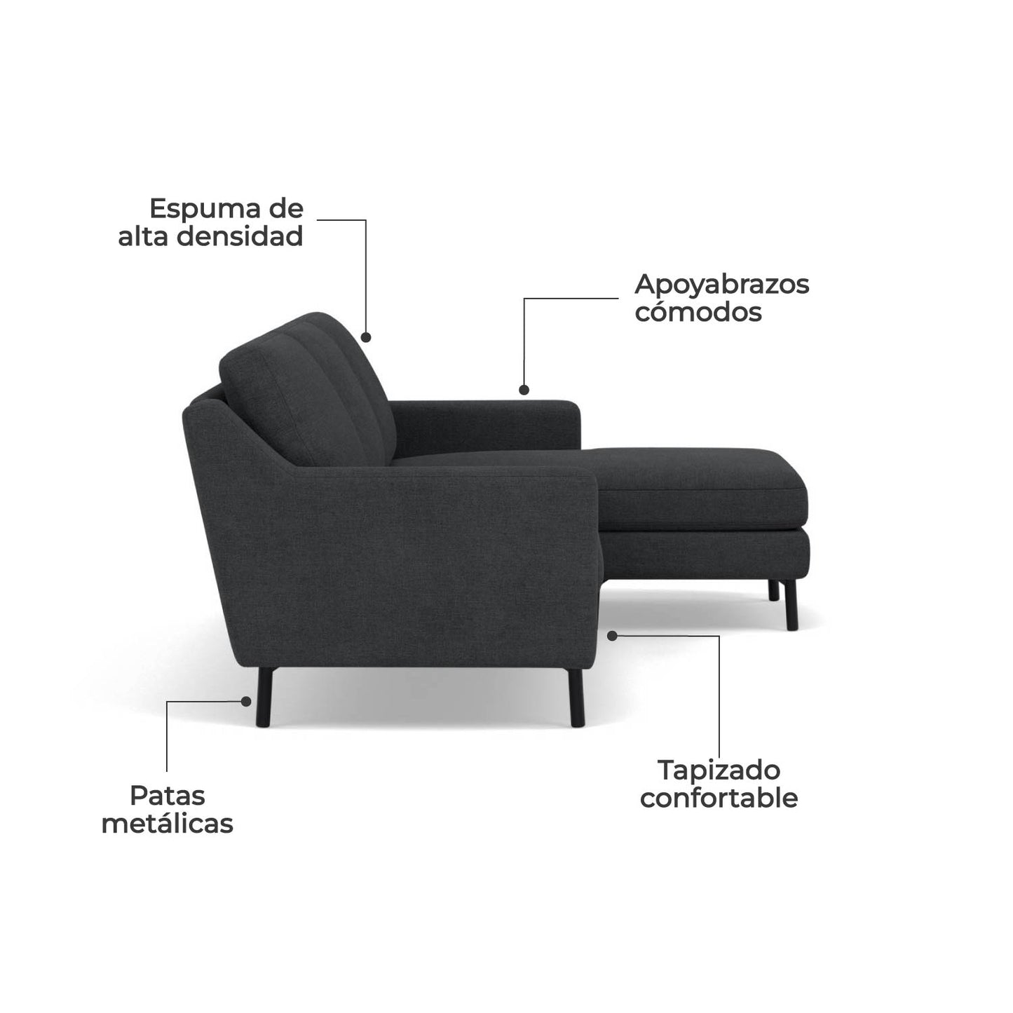 Sala Esquinero Sofá Modular Sevilla Gris Oscuro