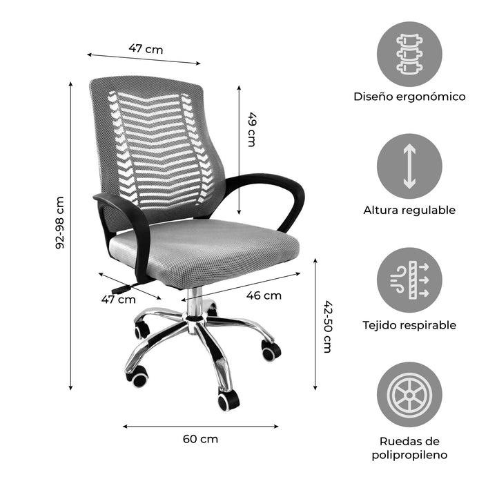 Silla de Oficina Sill-C2G Ergonómica Gris
