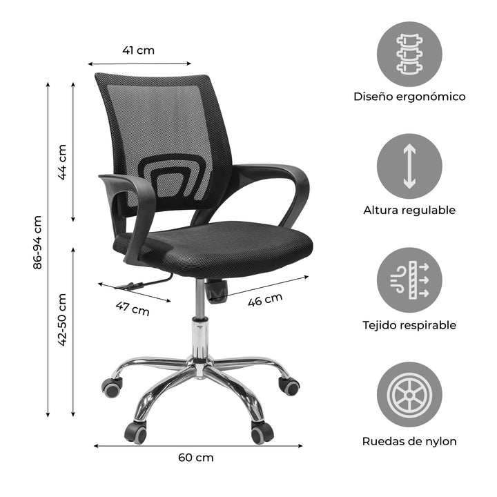 Silla de Oficina Sill2 Ergonómica Negra