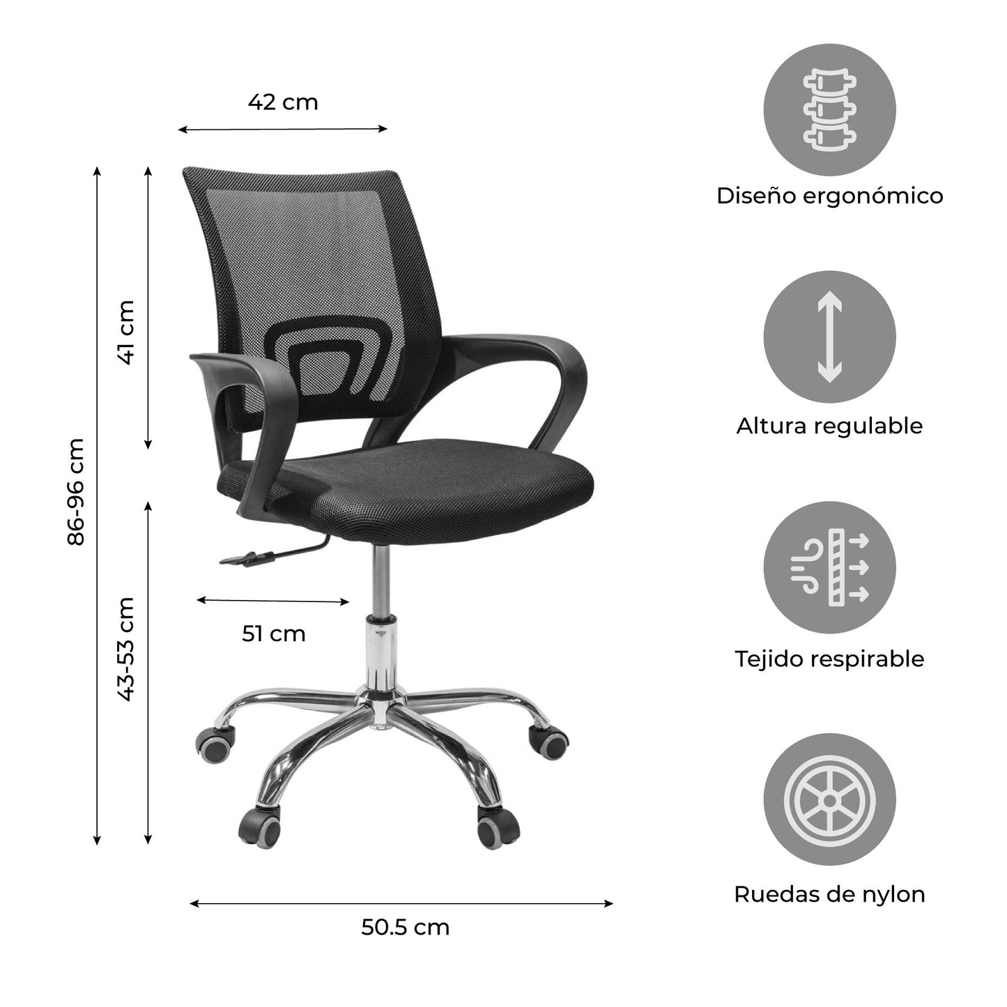 Silla de Oficina Sill2 Ergonómica Negra