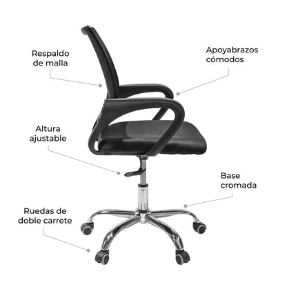 Silla de Oficina Sill2 Ergonómica Negra