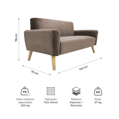 Sofá 2 Plazas Nemi Marrón