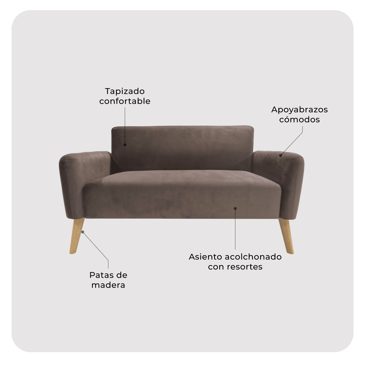 Sofá 2 Plazas Nemi Marrón