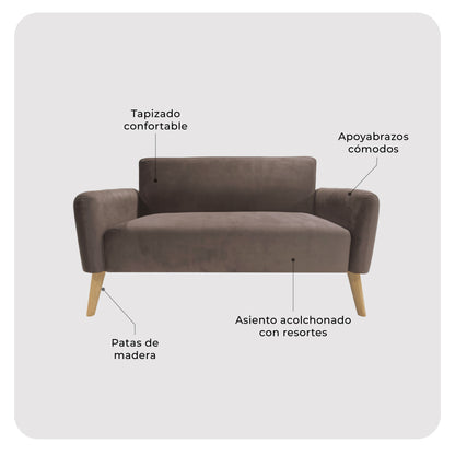Sofá 2 Plazas Nemi Marrón