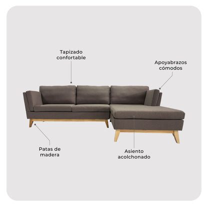 Sofá Modular 3 Plazas en L Albano Marrón
