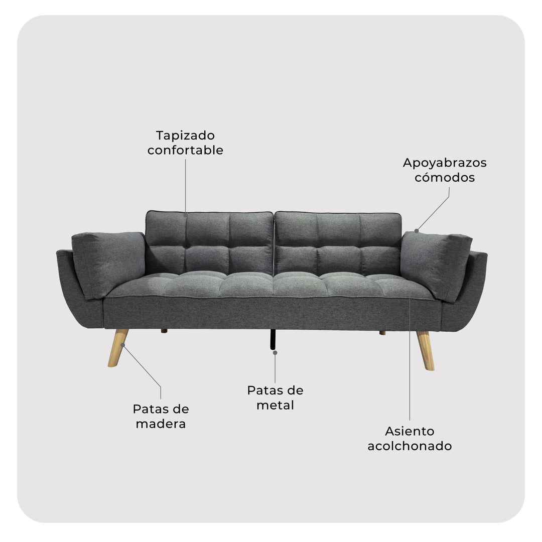 Sofá Cama 3 Plazas Buher Gris