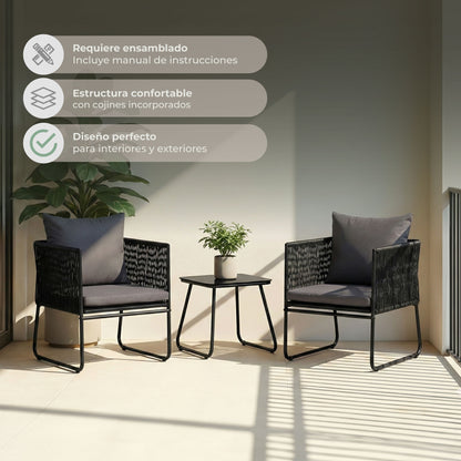 Set de Exterior Kiri 2 Sillas + Mesa Auxiliar