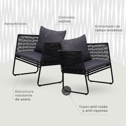 Set de Exterior Kiri 2 Sillas + Mesa Auxiliar