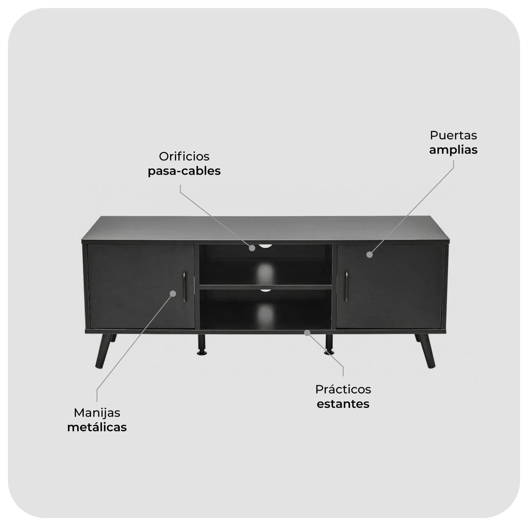 Combo Sala Sofá Cama Fiano + Rack TV Lucca Negro