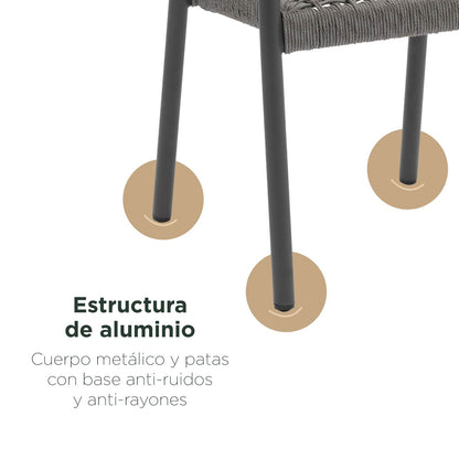 Set 4 Sillas de Exterior de Ratán Sintético Gris Oscuro