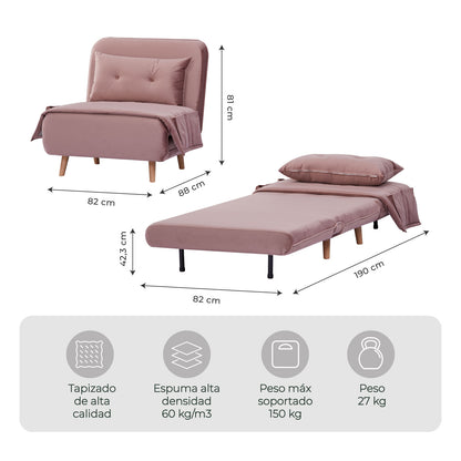 Sillón Sofá Cama Individual Muna Rosa