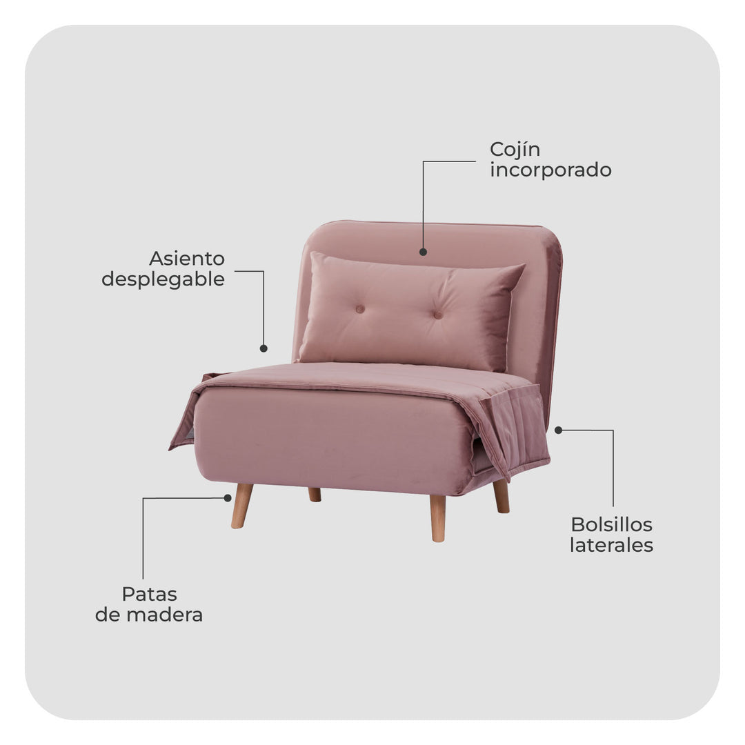 Sofá Cama Individual Muna Rosa