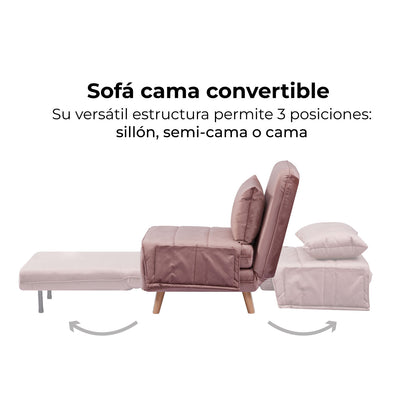 Sillón Sofá Cama Individual Muna Rosa