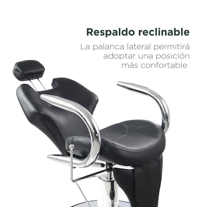 Silla Barbería Deluxe con Respaldo Reclinable Negra